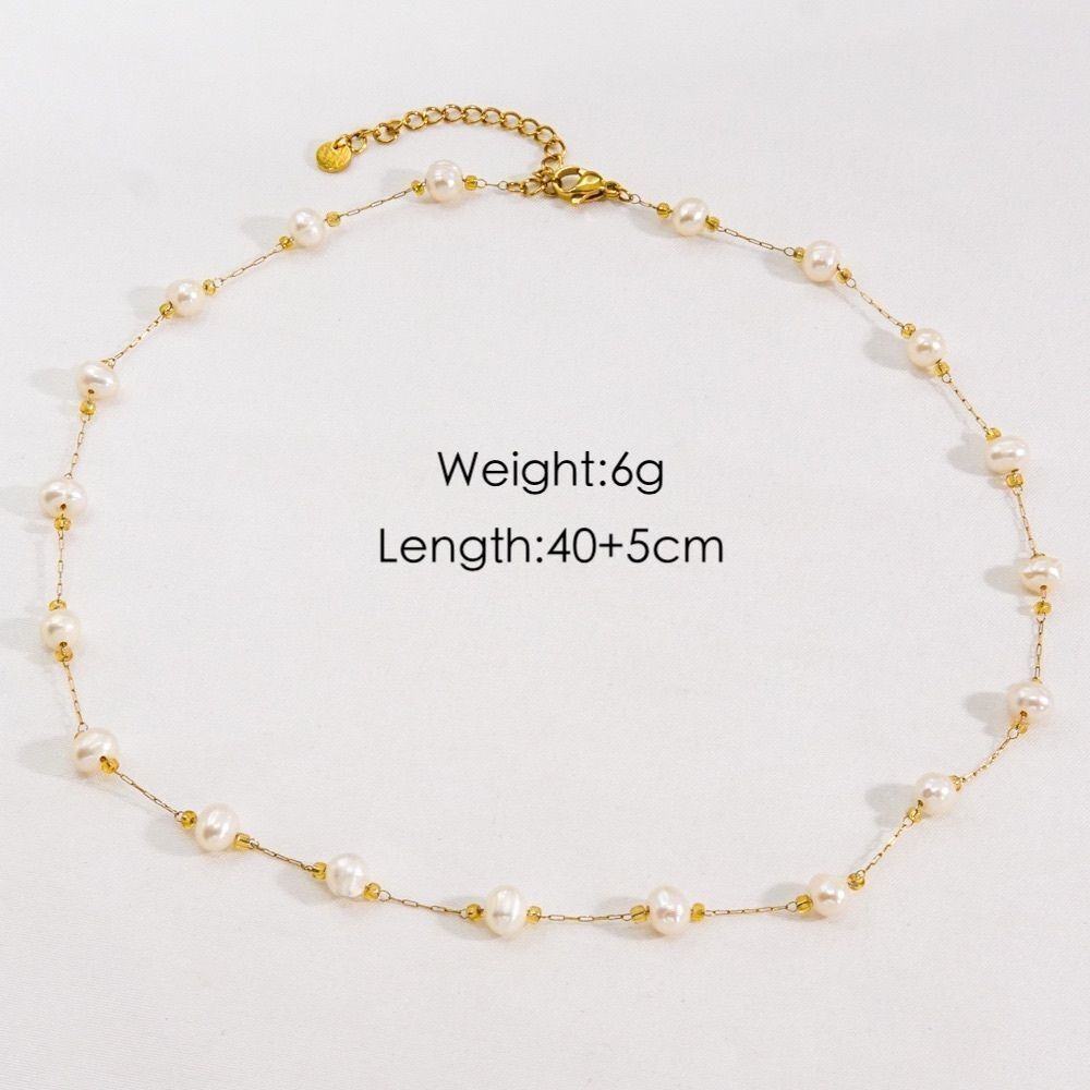 14K GP Elegant Gold and Freshwater Pearl Necklace